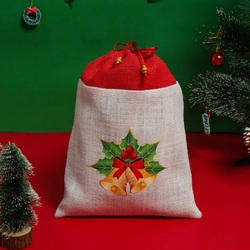 Jute Cottage Jingle Bell Christmas String pouch 11x9 - A-195